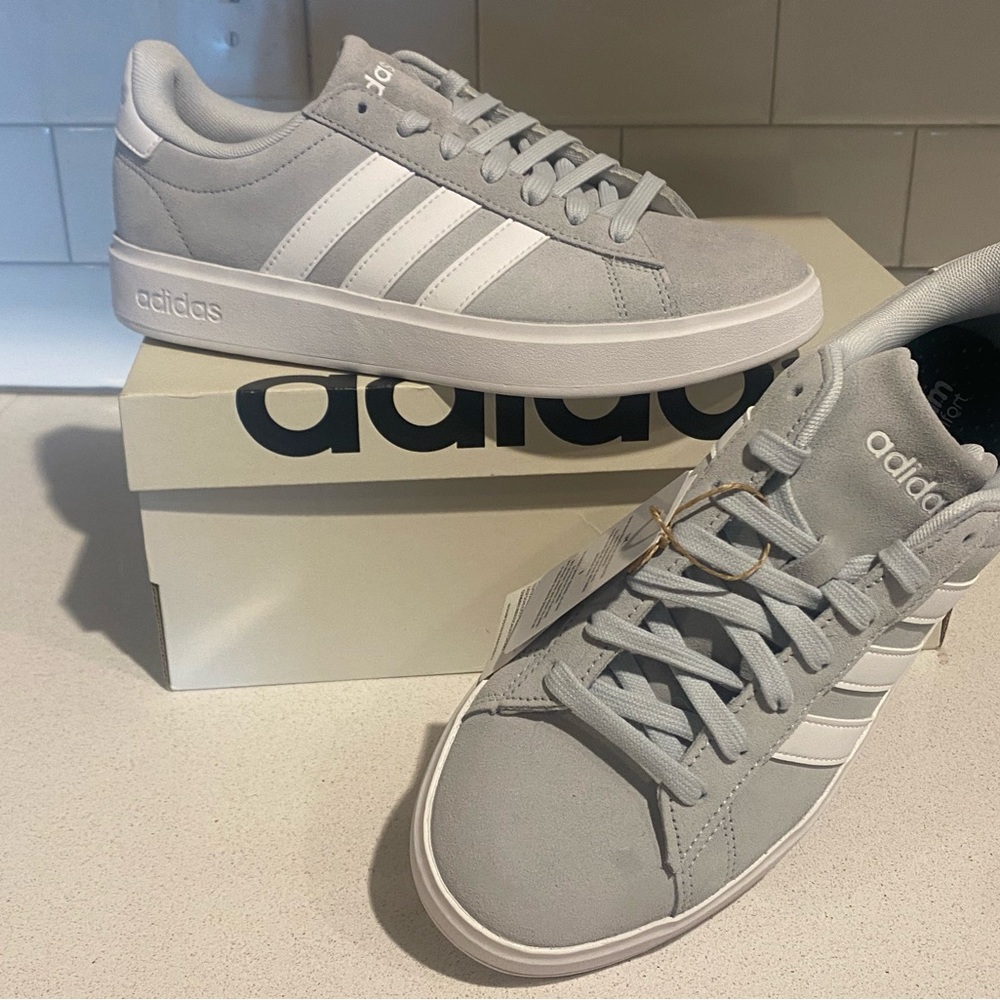 Adidas Gray and White Sneakers Classic Design